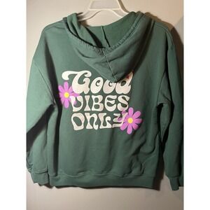 Freeze Women's Green Good Vibes Only Full Zip Fleece Lined Jacket SZ L